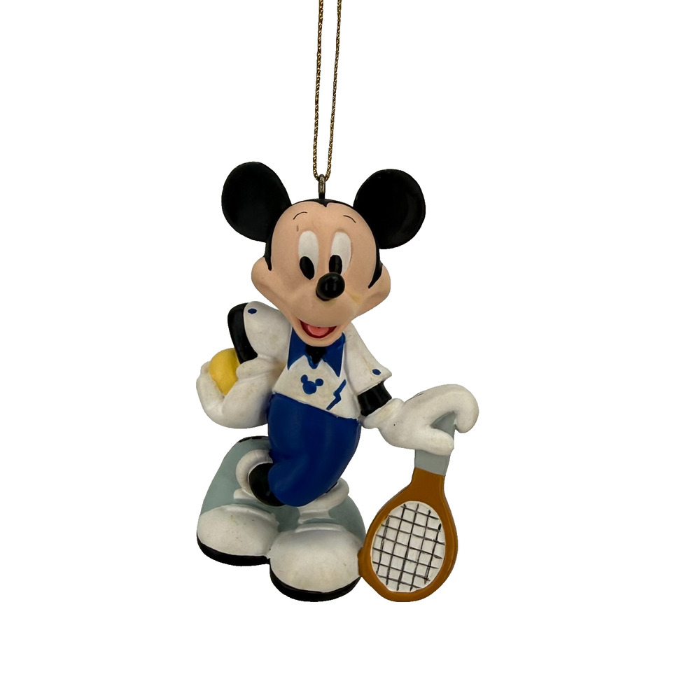 Disney Mickey Mouse Playing Tennis Christmas Ornament 3" Figurine Sports Decor